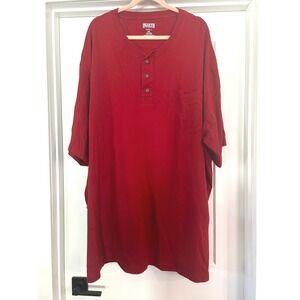 Duluth‎ Trading Company Longtail Mens Red Short Sleeve Henley Pocket T Shirt 4XL